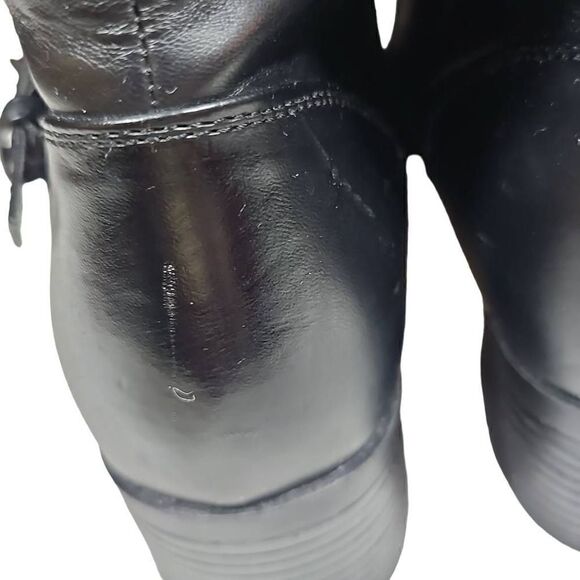 Khombu Women's Black Side Zip Buckle Faux Fur Lining Heeled Ankle Boots Size 9 - Picture 4 of 14